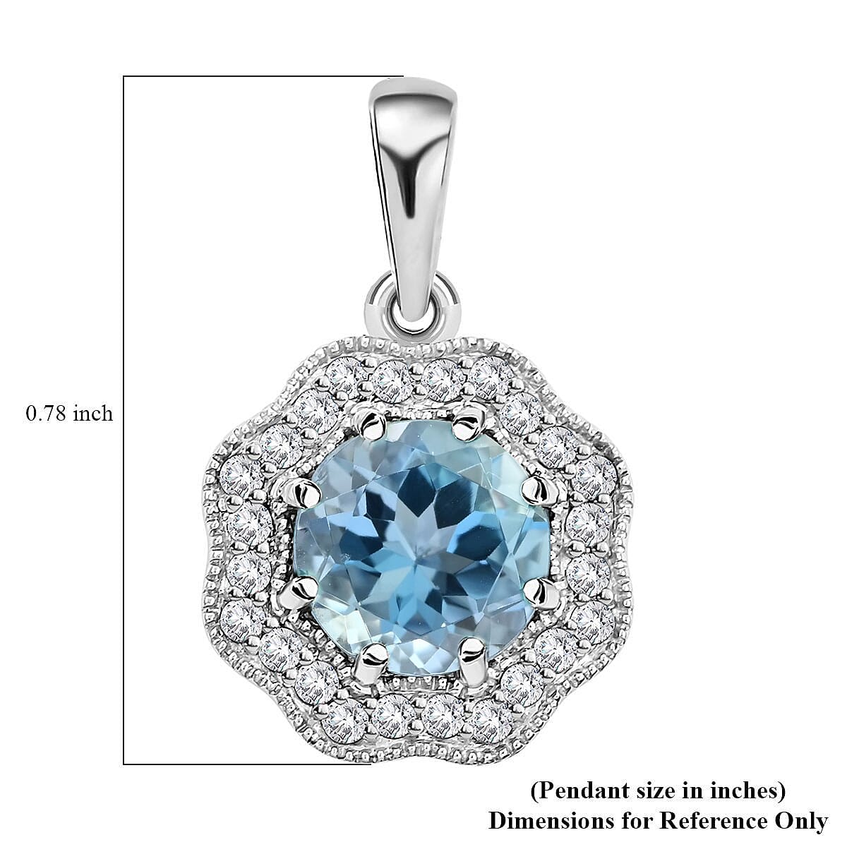 Certified and Appraised Iliana 18K White Gold AAA Santa Maria Aquamarine and G-H SI Diamond Pendant without Chain 1.35 ctw