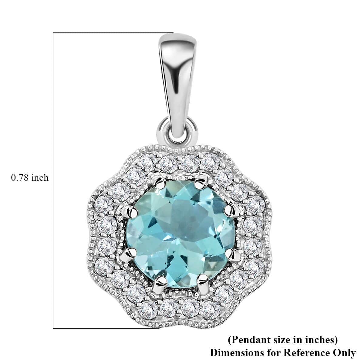 Certified and Appraised Iliana 18K White Gold AAA Santa Maria Aquamarine and G-H SI Diamond Pendant 1.35 ctw image number 4