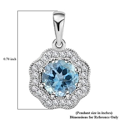 Certified and Appraised Iliana 18K White Gold AAA Santa Maria Aquamarine and G-H SI Diamond Pendant without Chain 1.35 ctw