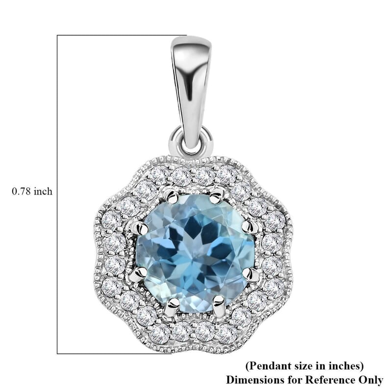 Certified and Appraised Iliana 18K White Gold AAA Santa Maria Aquamarine and G-H SI Diamond Pendant without Chain 1.35 ctw