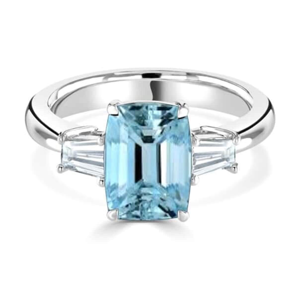 Certified and Appraised Iliana 18K White Gold AAA Santa Maria Aquamarine and G-H SI Diamond Ring (Size 10.0) 1.00 ctw image number 0