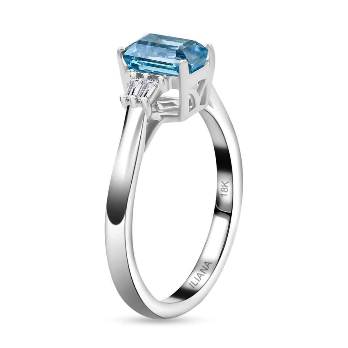 Certified and Appraised Iliana AAA Santa Maria Aquamarine and G-H SI Diamond 1.00 ctw Ring in 18K White Gold (Size 9.0) image number 3
