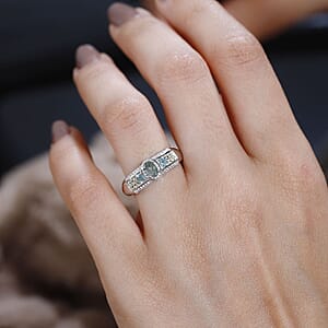 Narsipatnam Alexandrite and Multi Gemstone Ring in Platinum Over Sterling Silver (Size 10.0) 0.60 ctw