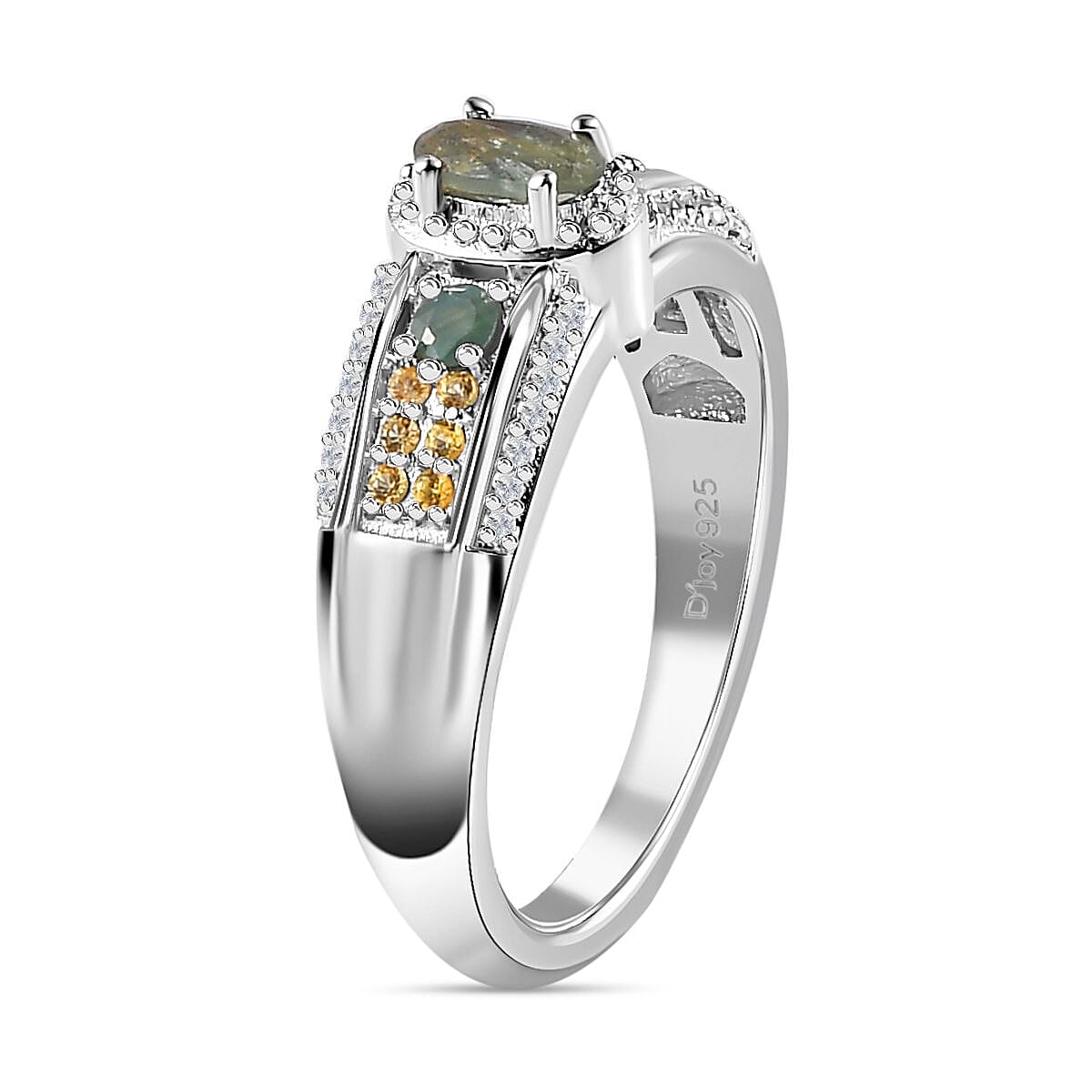 Narsipatnam Alexandrite and Multi Gemstone Ring in Platinum Over Sterling Silver (Size 10.0) 0.60 ctw image number 3