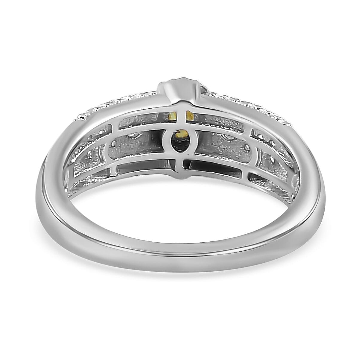 Narsipatnam Alexandrite and Multi Gemstone Ring in Platinum Over Sterling Silver (Size 10.0) 0.60 ctw image number 4