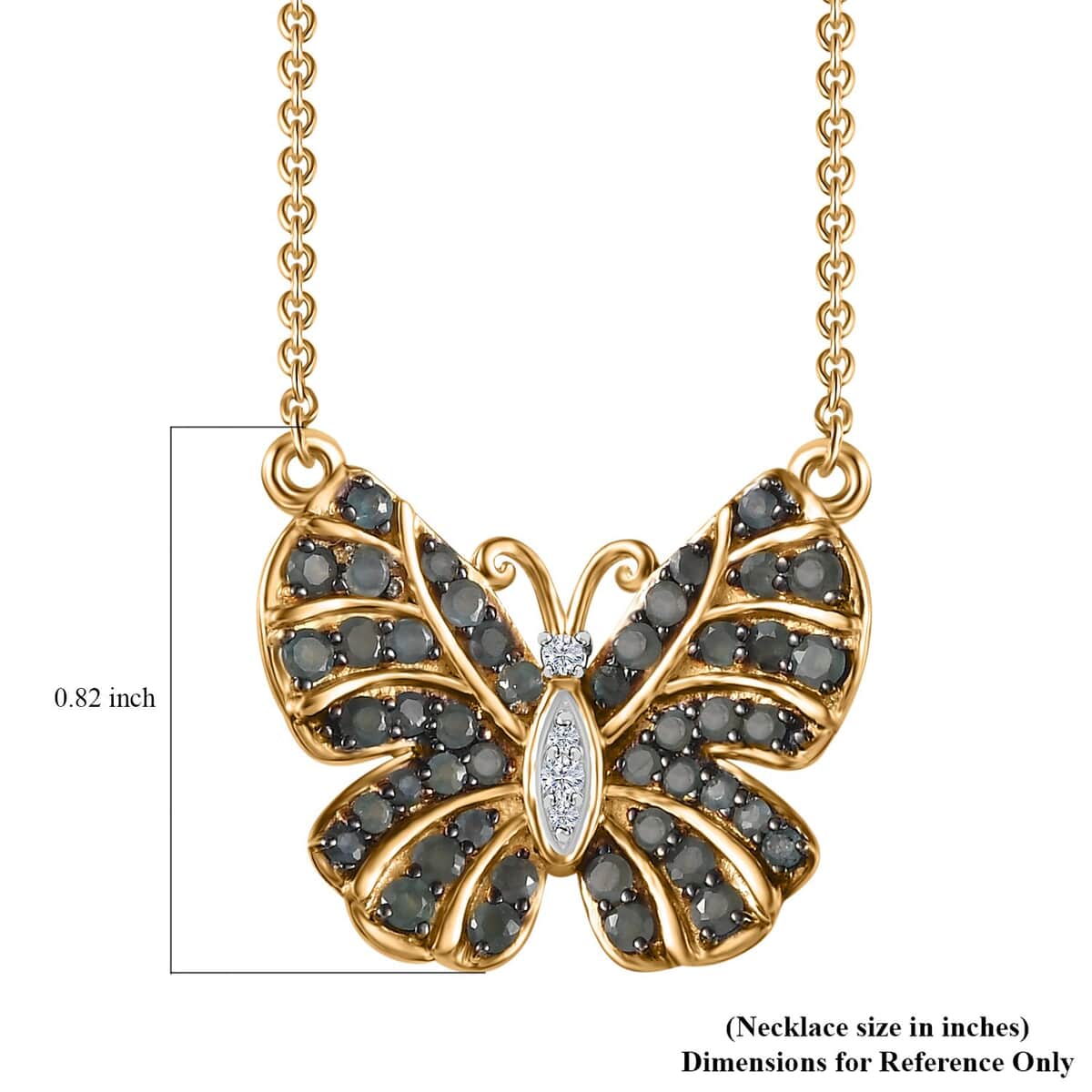 Narsipatnam Alexandrite and White Zircon Butterfly Necklace 18 Inches in Vermeil Yellow Gold Over Sterling Silver 1.25 ctw image number 6