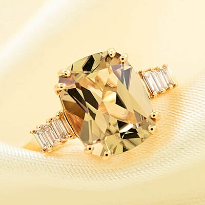 Certified & Appraised Luxoro 14K Yellow Gold AAA Turkizite and G-H I2 Diamond Ring (Size 10.0) 3.50 ctw