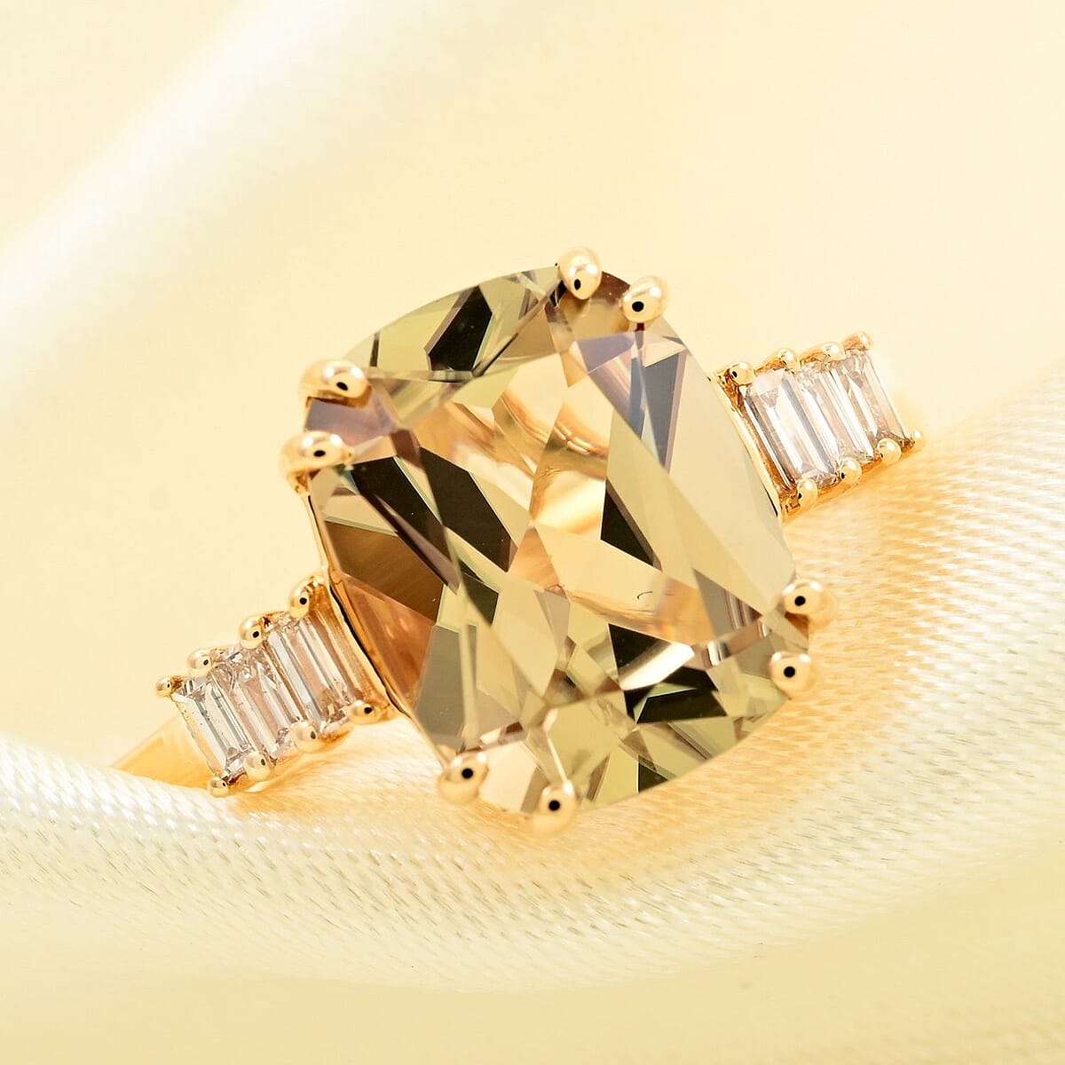 Certified & Appraised Luxoro 14K Yellow Gold AAA Turkizite and G-H I2 Diamond Ring (Size 9.0) 3.50 ctw image number 1