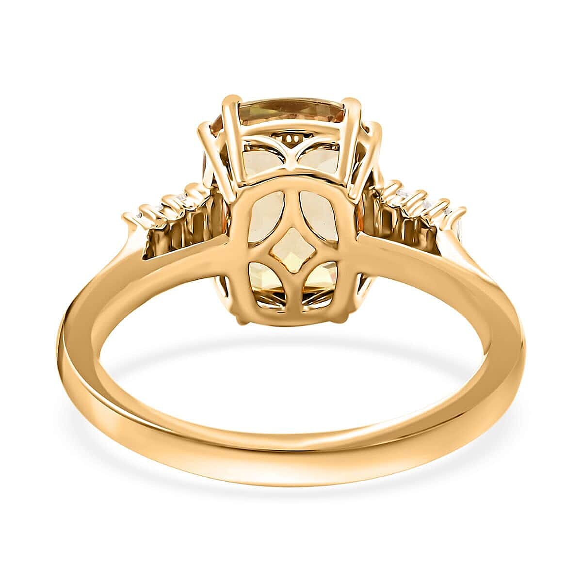 Certified & Appraised Luxoro 14K Yellow Gold AAA Turkizite and G-H I2 Diamond Ring (Size 9.5) 3.50 ctw image number 4