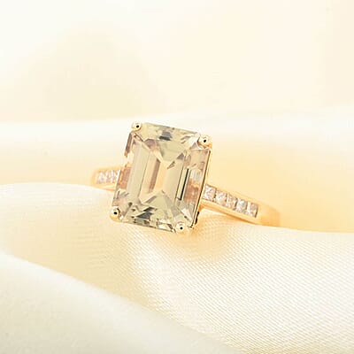 Certified & Appraised Luxoro AAA Turkizite and I2 Diamond 4.10 ctw Ring in 14K Yellow Gold (Size 10.0)