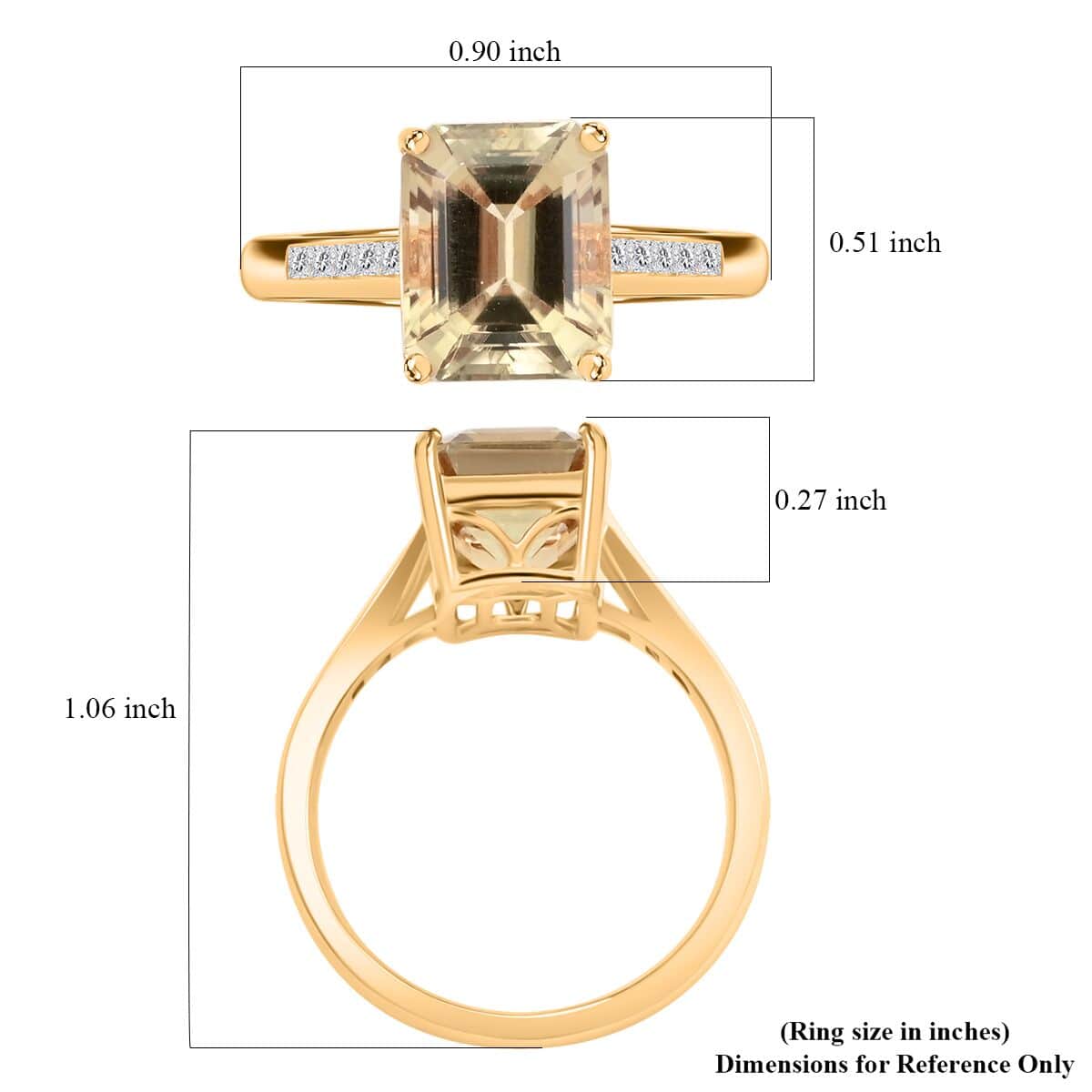 Luxoro 14K Yellow Gold AAA Turkizite and I2 Diamond Ring (Size 10.0) 4.10 ctw image number 5