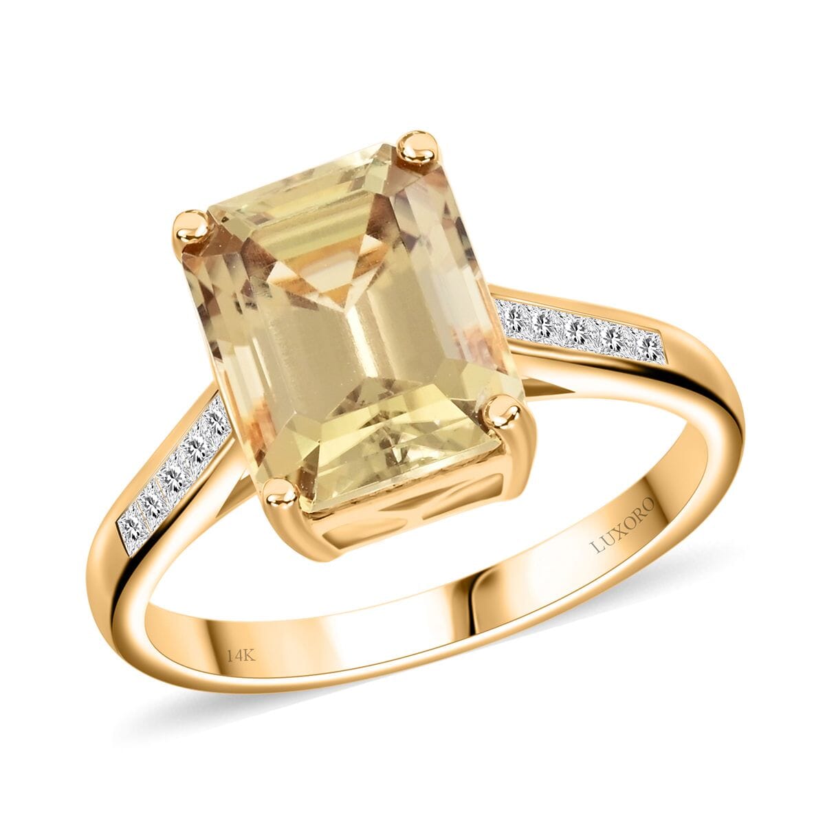Certified & Appraised Luxoro AAA Turkizite and I2 Diamond 4.10 ctw Ring in 14K Yellow Gold (Size 8.5) image number 0