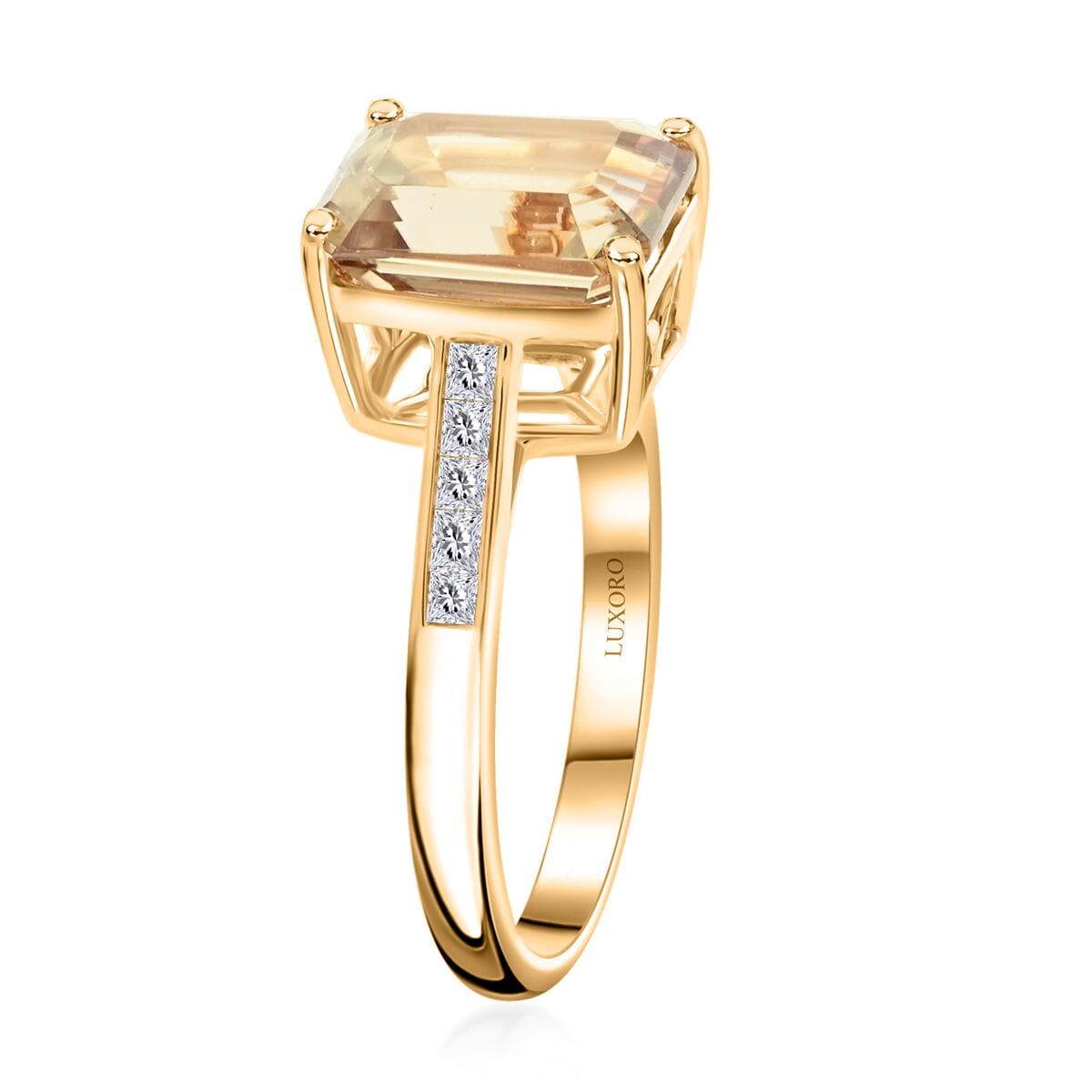 Certified & Appraised Luxoro AAA Turkizite and I2 Diamond 4.10 ctw Ring in 14K Yellow Gold (Size 8.5) image number 3