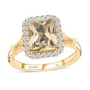 Certified & Appraised Luxoro 14K Yellow Gold AAA Radiant Cut Turkizite and G-H I2 Diamond Ring (Size 10.0) 2.85 ctw