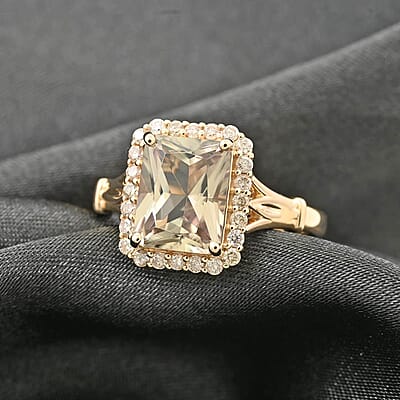 Certified & Appraised Luxoro 14K Yellow Gold AAA Radiant Cut Turkizite and G-H I2 Diamond Ring (Size 10.0) 2.85 ctw