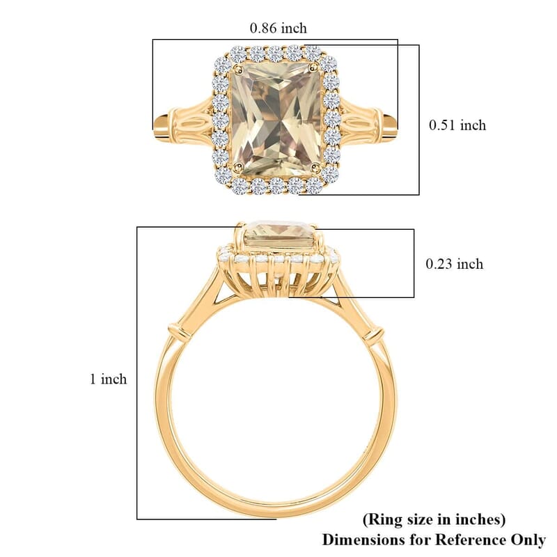 Certified & Appraised Luxoro 14K Yellow Gold AAA Radiant Cut Turkizite and G-H I2 Diamond Ring (Size 10.0) 2.85 ctw