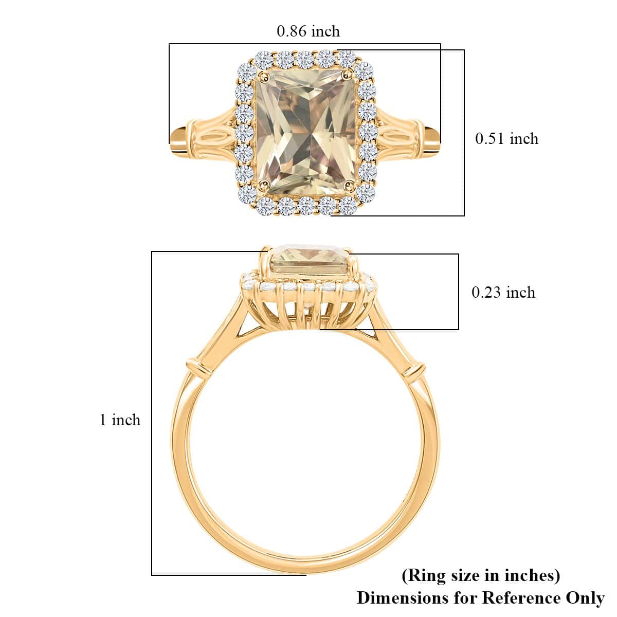 Certified & Appraised Luxoro 14K Yellow Gold AAA Radiant Cut Turkizite and G-H I2 Diamond Ring (Size 6.0) 2.85 ctw image number 5