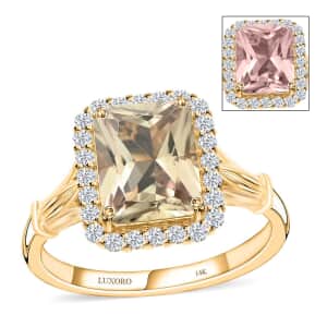 Certified & Appraised Luxoro 14K Yellow Gold AAA Radiant Cut Turkizite and G-H I2 Diamond Ring (Size 7.0) 2.85 ctw