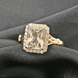 Certified & Appraised Luxoro 14K Yellow Gold AAA Radiant Cut Turkizite and G-H I2 Diamond Ring (Size 7.0) 2.85 ctw