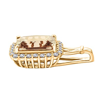 Certified & Appraised Luxoro 14K Yellow Gold AAA Radiant Cut Turkizite and G-H I2 Diamond Pendant 2.80 ctw