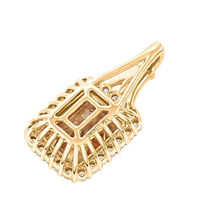 Certified & Appraised Luxoro 14K Yellow Gold AAA Radiant Cut Turkizite and G-H I2 Diamond Pendant 2.80 ctw