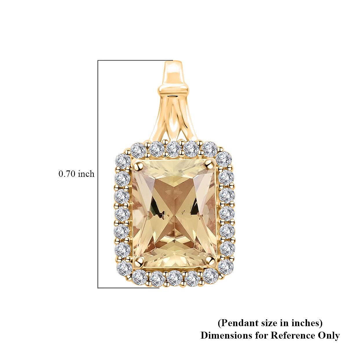 Certified & Appraised Luxoro 14K Yellow Gold AAA Radiant Cut Turkizite and G-H I2 Diamond Pendant 2.80 ctw