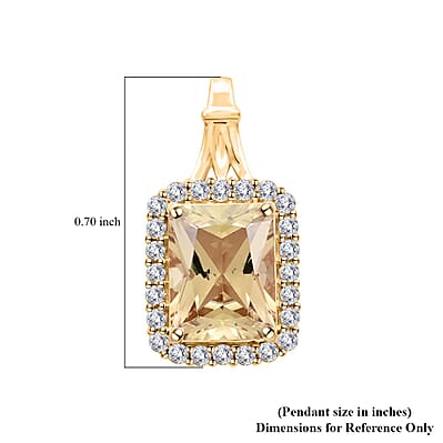 Certified & Appraised Luxoro 14K Yellow Gold AAA Radiant Cut Turkizite and G-H I2 Diamond Pendant 2.80 ctw