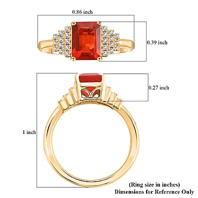 Certified & Appraised Luxoro 14K Yellow Gold AAA Mexican Cherry Fire Opal and I2 Diamond Ring (Size 7.0) 1.40 ctw