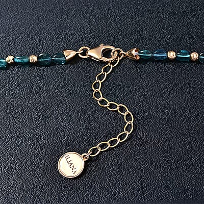 Certified & Appraised Iliana 18K Yellow Gold AAA Monte Belo Indicolite Beaded Necklace 18-20 Inches 4.42 Grams 50.18 ctw