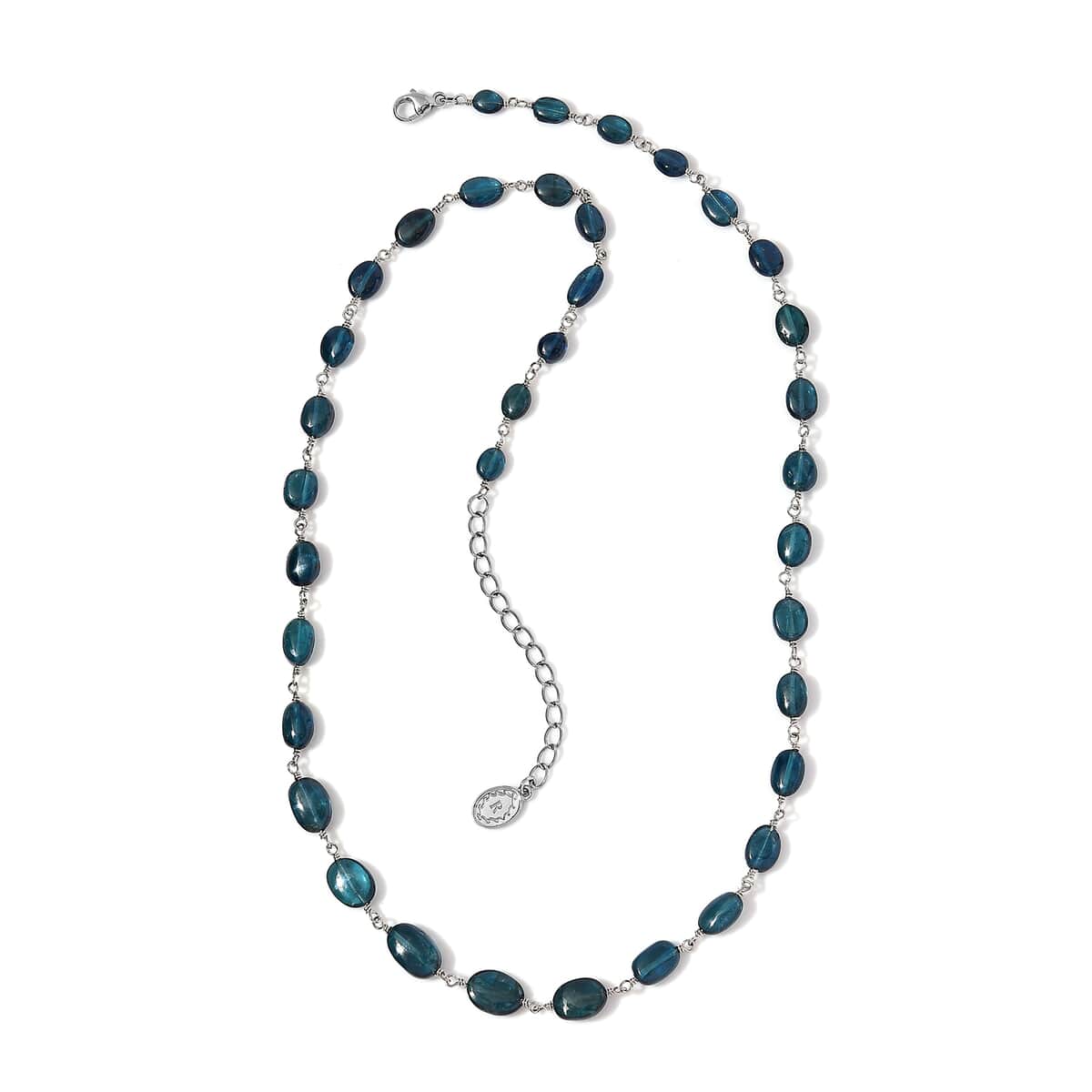 Certified & Appraised Rhapsody 950 Platinum AAAA Monte Belo Indicolite Beaded Necklace 18-20 Inches 4.60 Grams 35.00 ctw image number 0