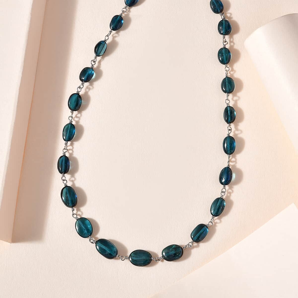 Certified & Appraised Rhapsody 950 Platinum AAAA Monte Belo Indicolite Beaded Necklace 18-20 Inches 4.60 Grams 35.00 ctw image number 1
