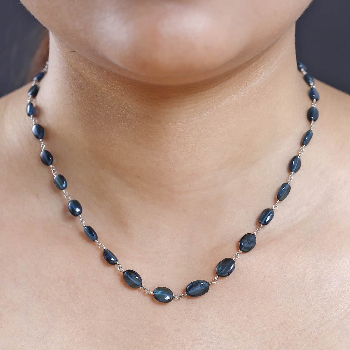 Certified & Appraised Rhapsody 950 Platinum AAAA Monte Belo Indicolite Beaded Necklace 18-20 Inches 4.60 Grams 35.00 ctw image number 2