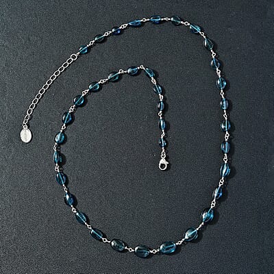 Certified & Appraised Rhapsody 950 Platinum AAAA Monte Belo Indicolite Beaded Necklace 18-20 Inches 4.60 Grams 35.00 ctw