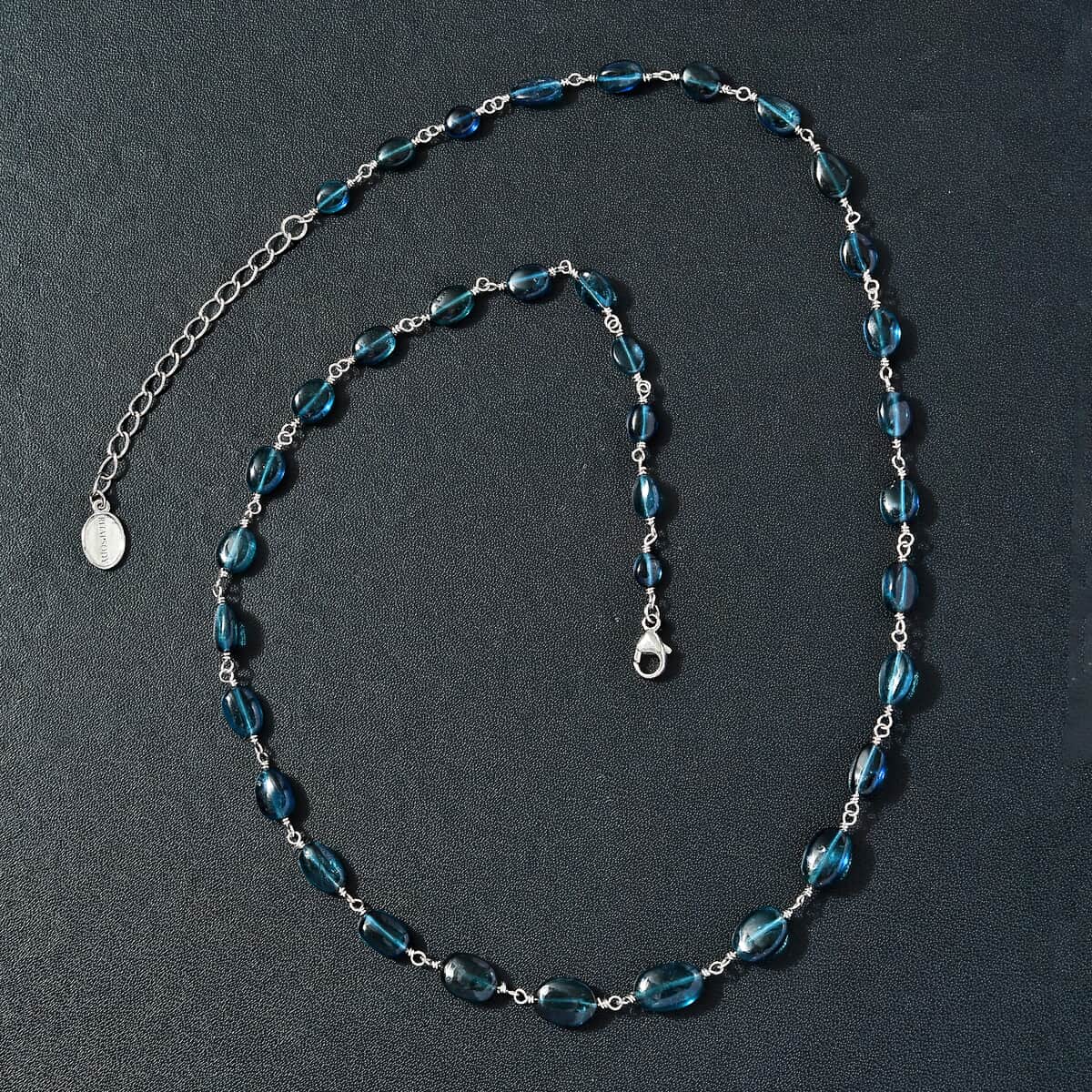 Certified & Appraised Rhapsody 950 Platinum AAAA Monte Belo Indicolite Beaded Necklace 18-20 Inches 4.60 Grams 35.00 ctw image number 4