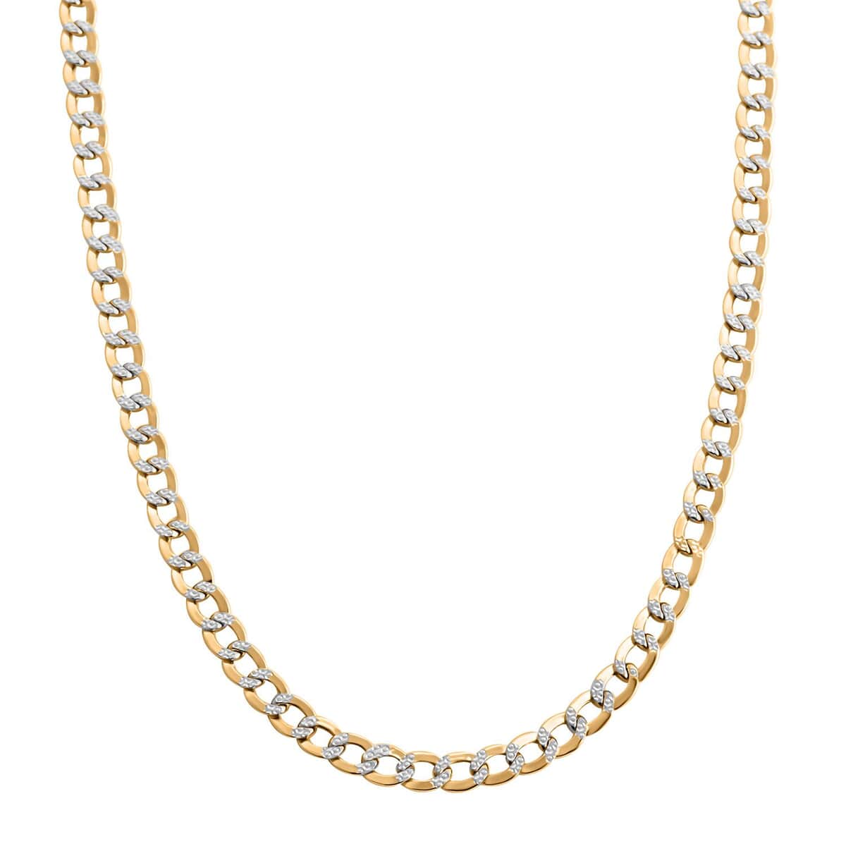 14K Yellow and White Gold Cuban White Pave Chain Necklace 24 Inches 8.63 Grams image number 0