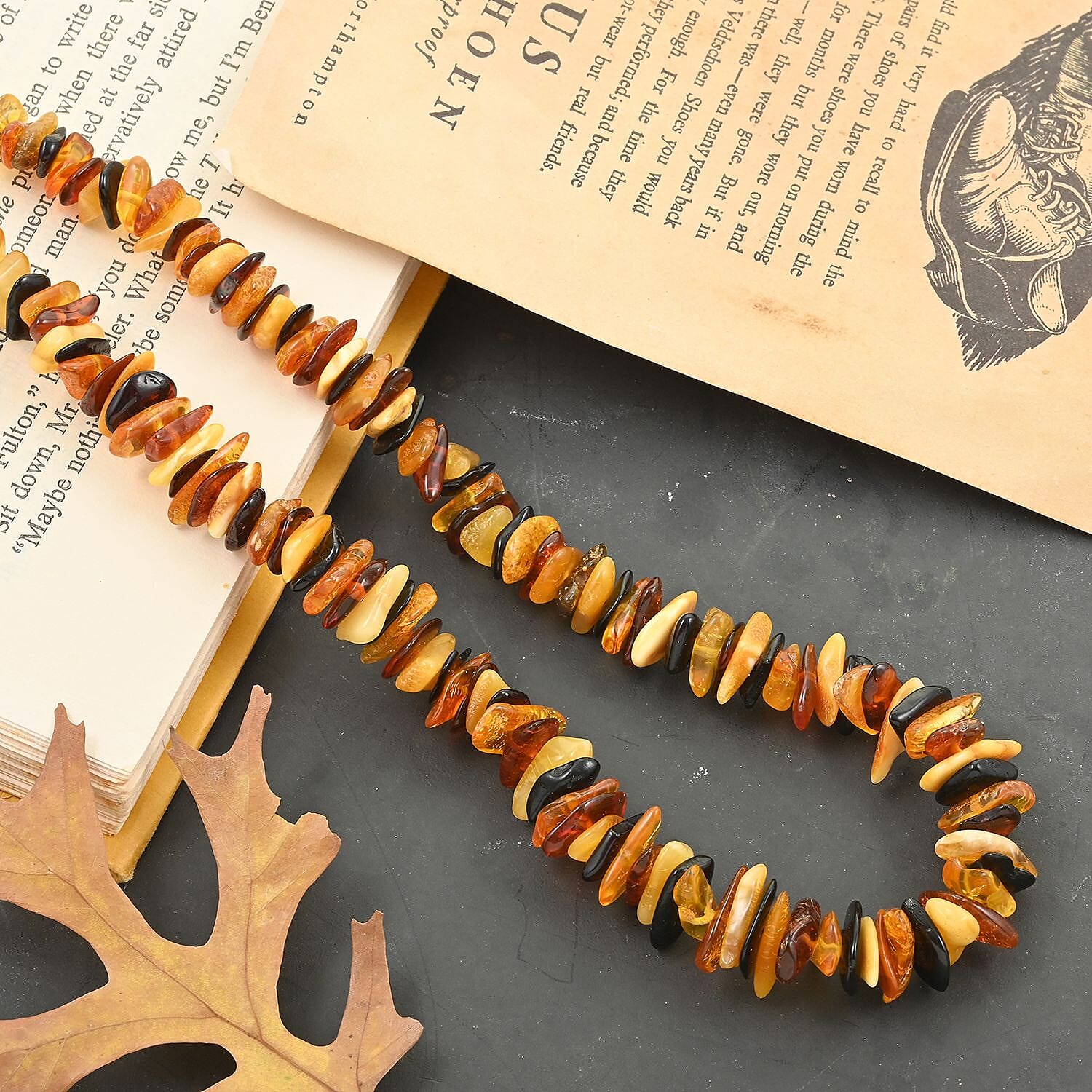 Multi Color Baltic Amber Chips Necklace