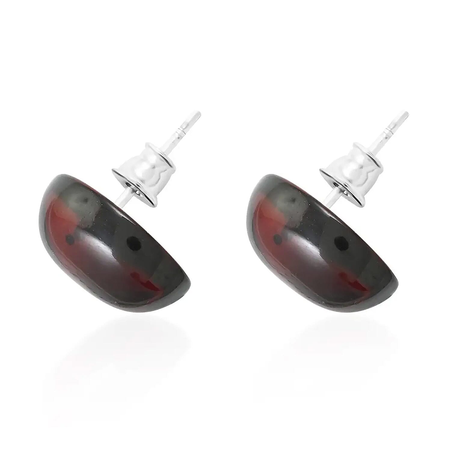 Baltic Amber Oval Stud Earrings in Sterling Silver