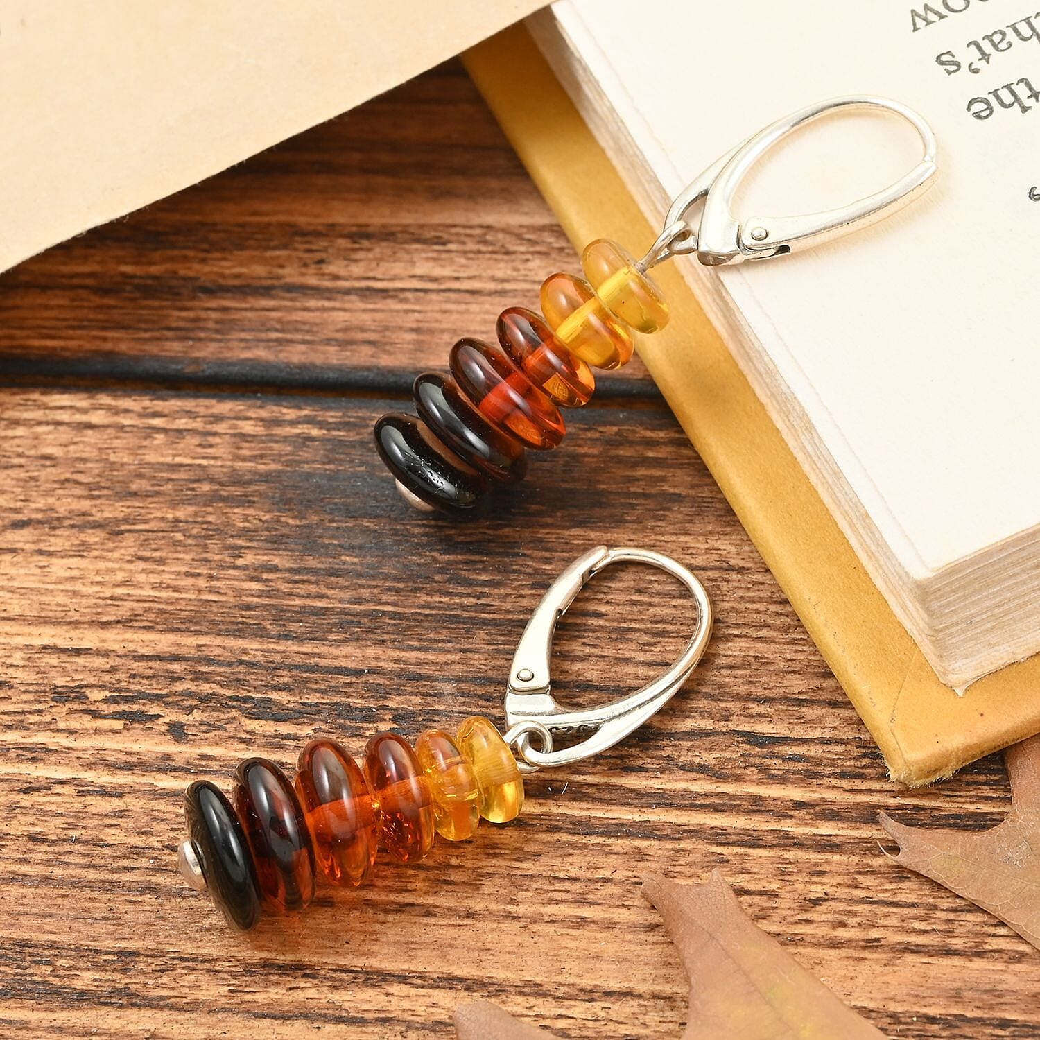 Baltic Amber Sunset Stack Drop Earrings