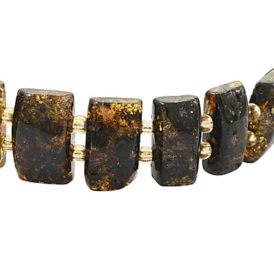 Black Baltic Amber Beaded Stretch Bracelet