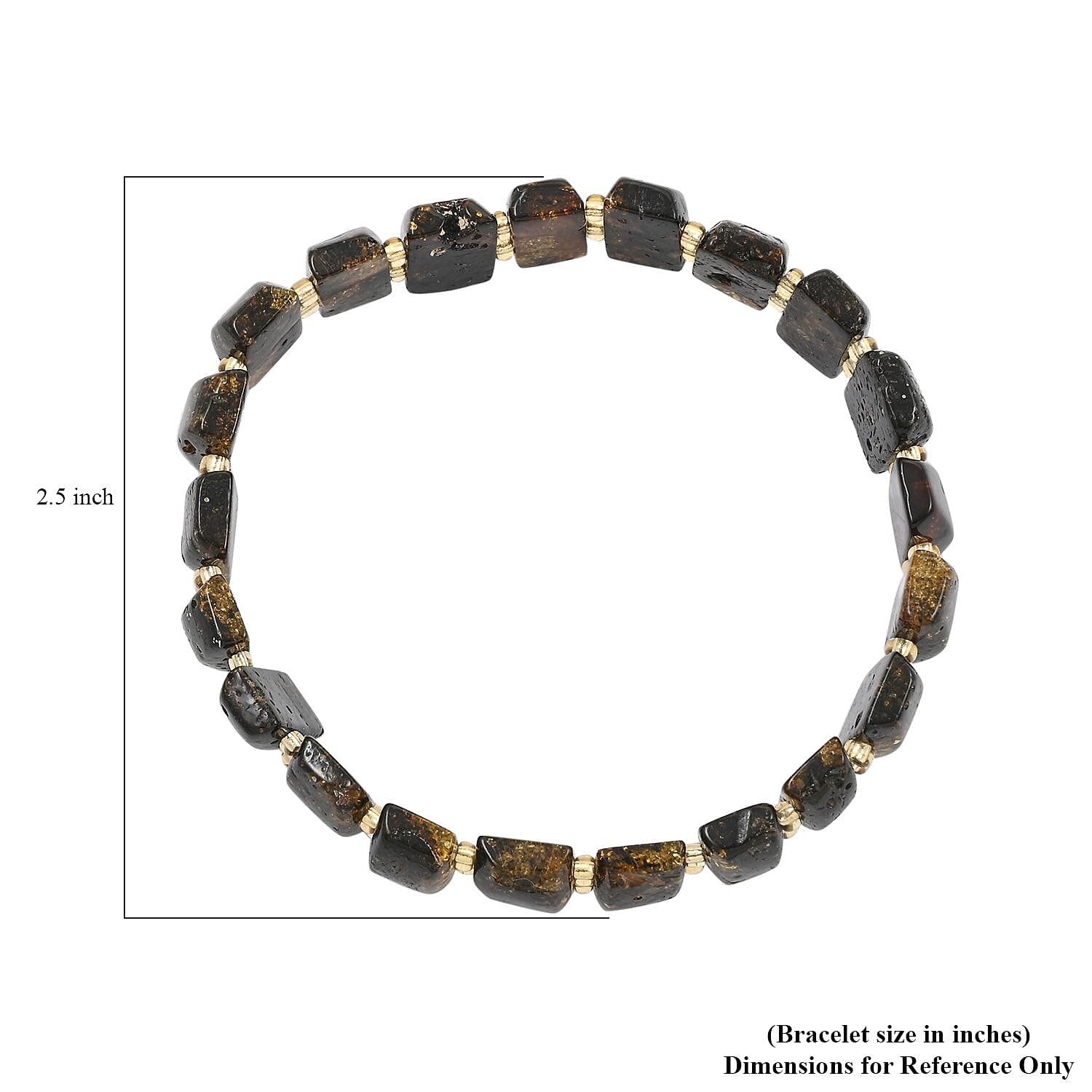 Black Baltic Amber Beaded Stretch Bracelet