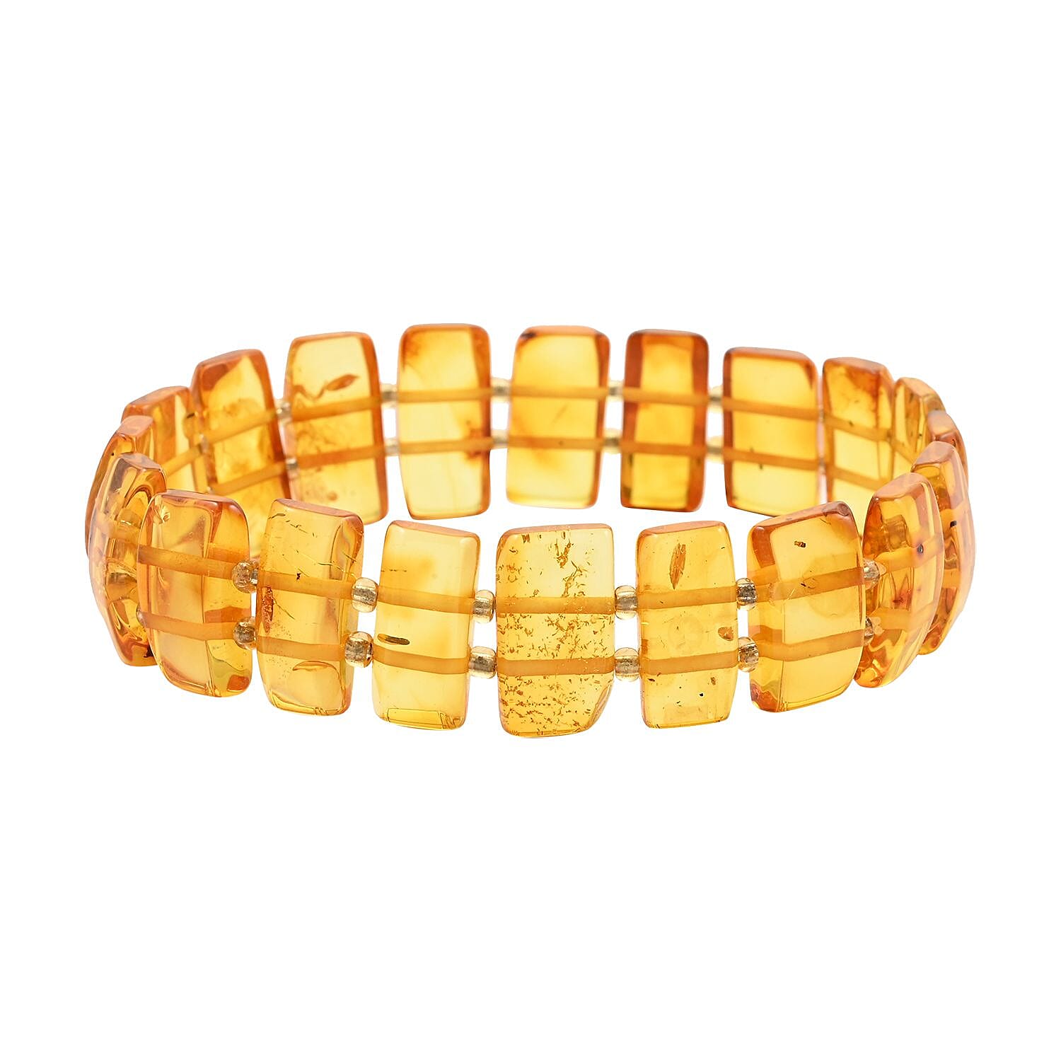 Golden Baltic Amber Beaded Stretch Bracelet