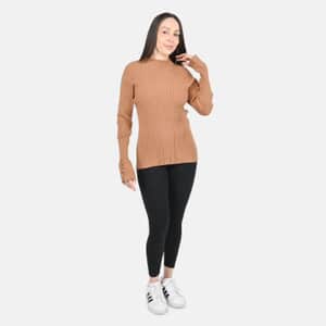 Tamsy Brown Knit Turtleneck Sweater - XXS