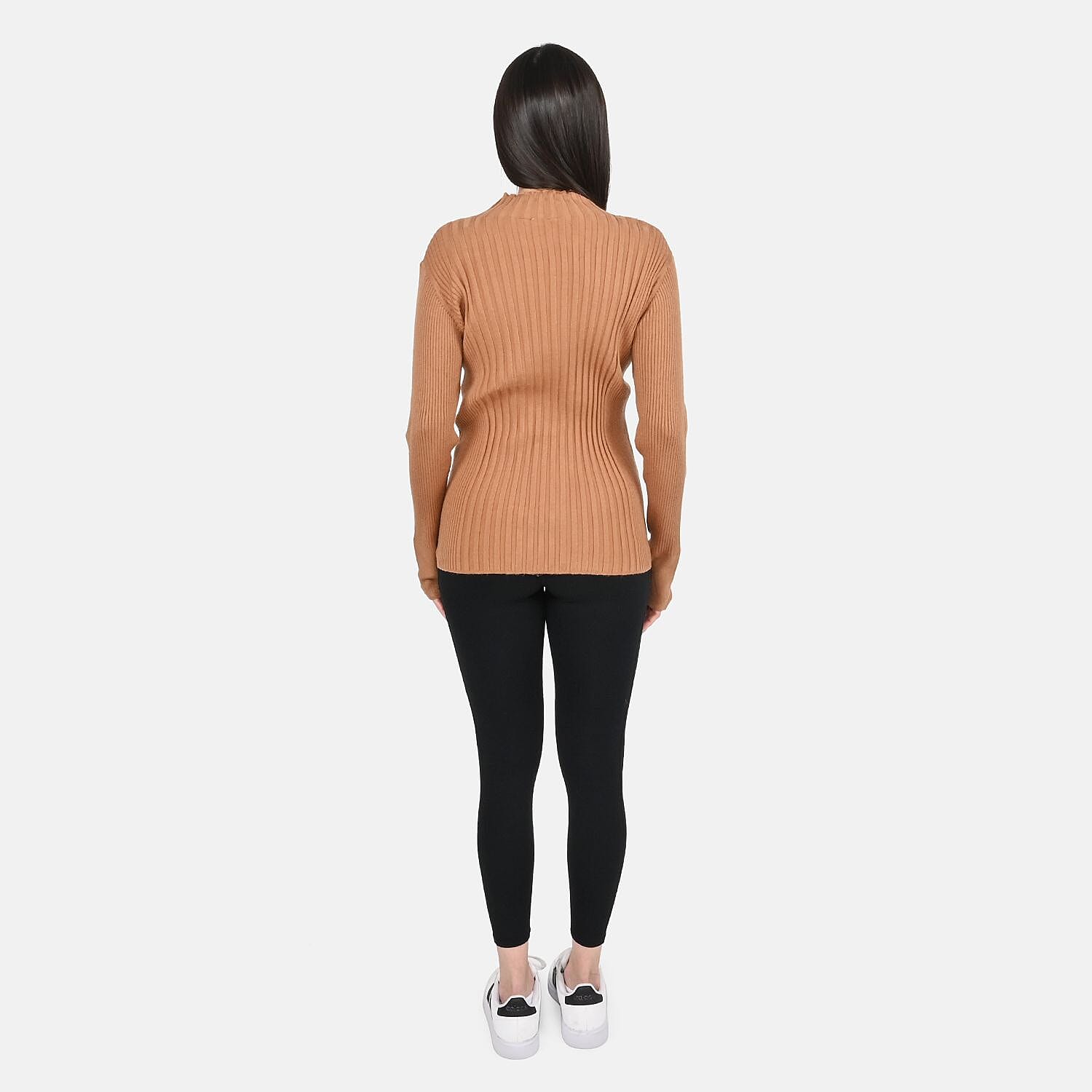 Tamsy Brown Knit Turtleneck Sweater - XXS