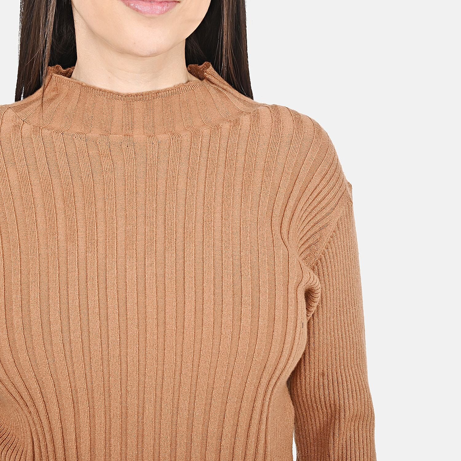 Tamsy Brown Knit Turtleneck Sweater - XXS