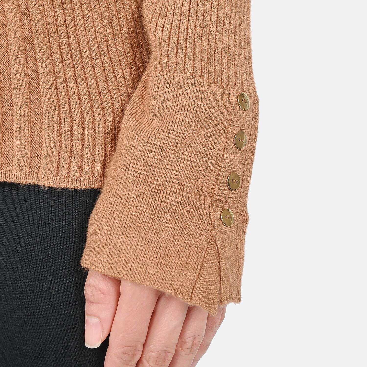 Tamsy Brown Knit Turtleneck Sweater - XXS