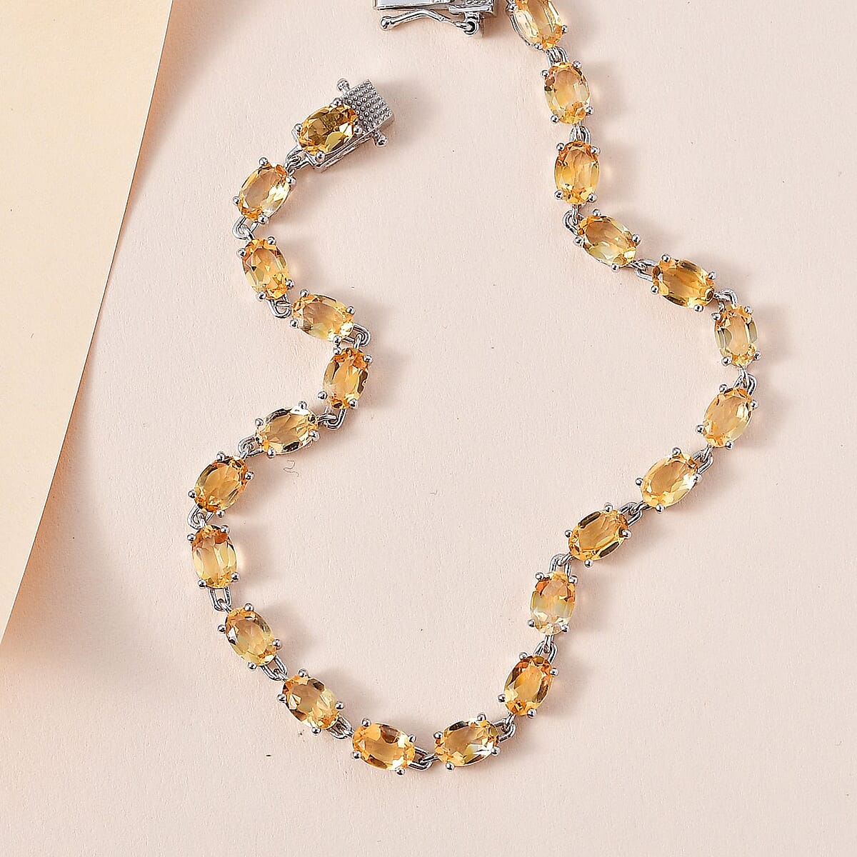 Brazilian Citrine Bracelet in Platinum Over Sterling Silver (7.25 In) 8.30 ctw image number 1