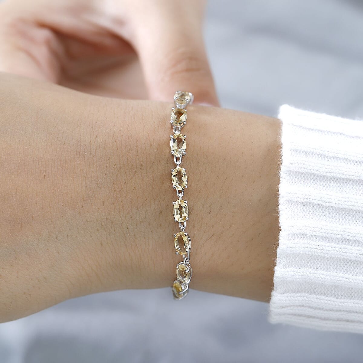 Brazilian Citrine Bracelet in Platinum Over Sterling Silver (8.00 In) 9.10 ctw image number 2