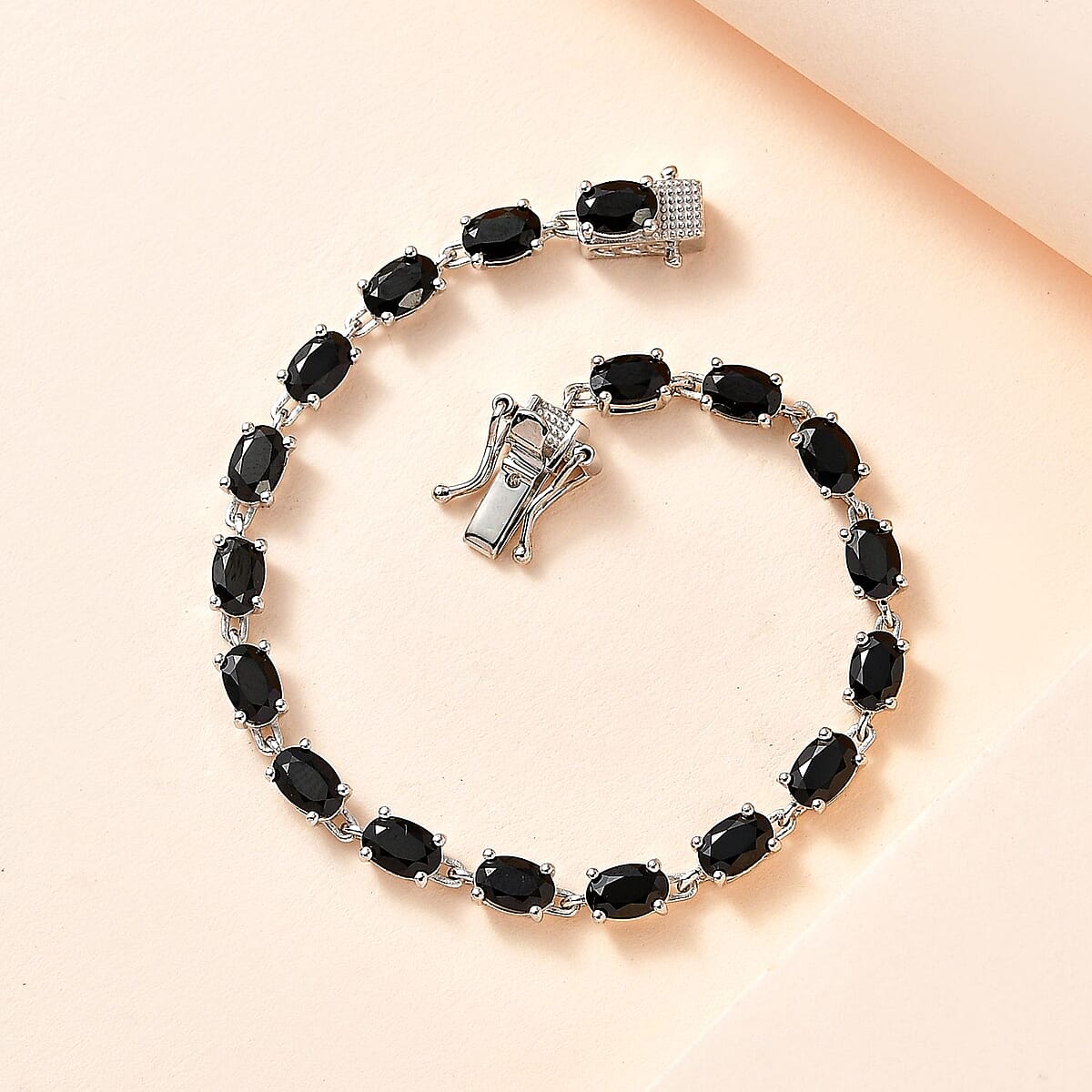 Thai Black Spinel Bracelet in Platinum Over Sterling Silver (6.50 In) 10.40 ctw image number 1