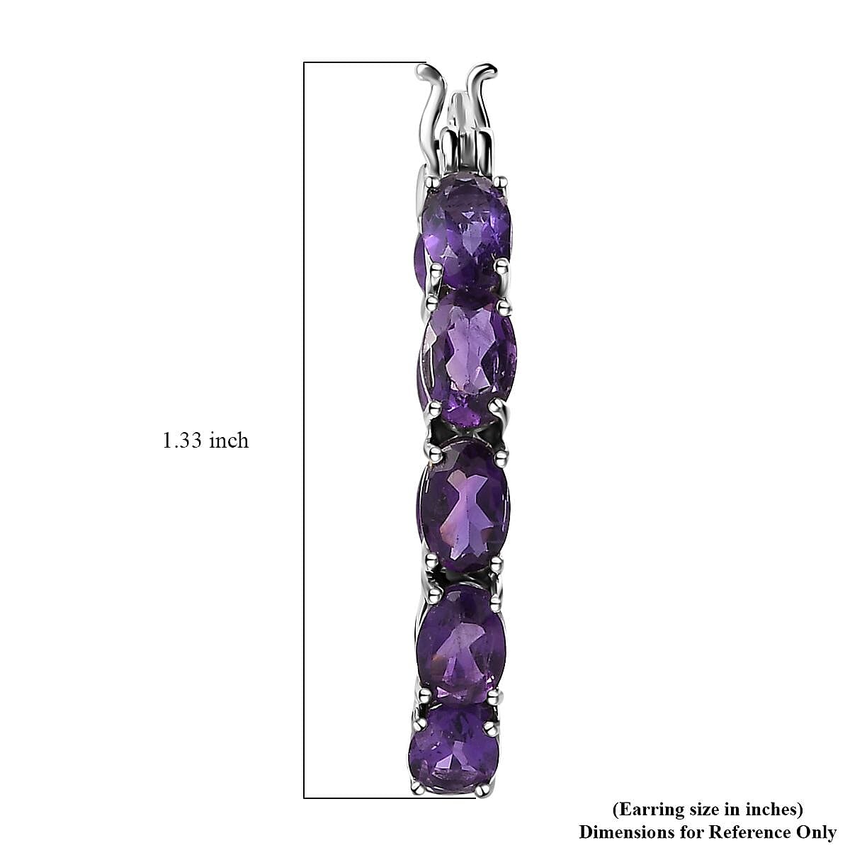 African Amethyst Hoop Earrings in Platinum Over Sterling Silver 7.90 ctw
