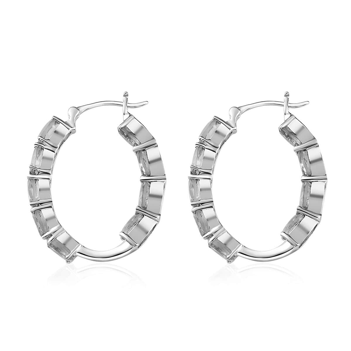Brazilian Citrine Hoop Earrings in Platinum Over Sterling Silver 8.25 ctw image number 3